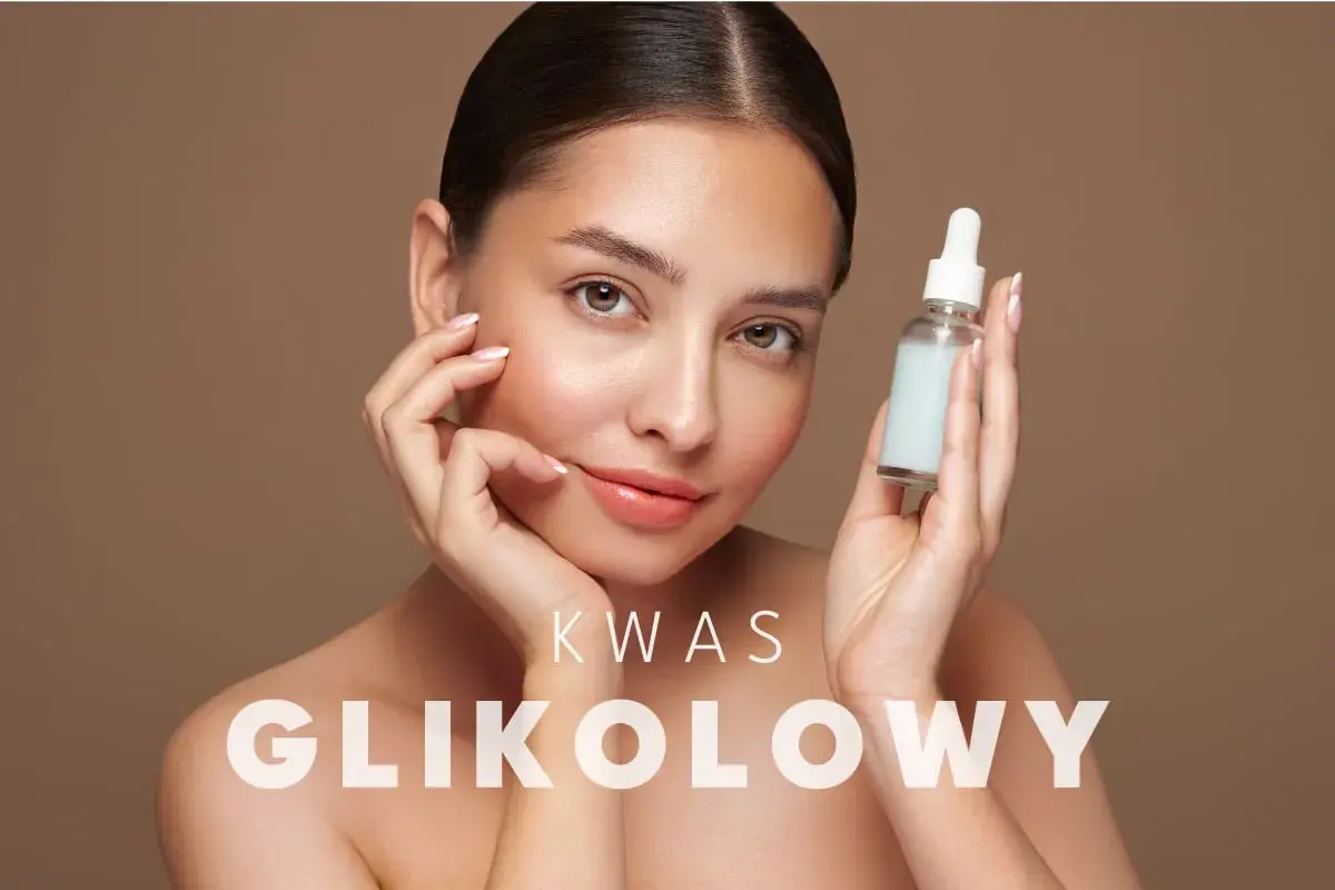 Kobieta z serum z kwasem glikolowym. Zastanawiasz się nad kwas glikolowy efekty uboczne?