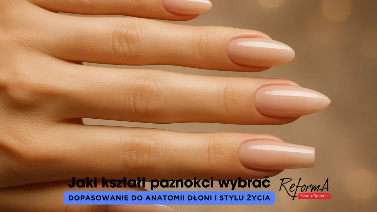 Dłonie z paznokciami w kształcie migdała i kwadratowym. Różne rodzaje paznokci dopasowane do dłoni i stylu życia.